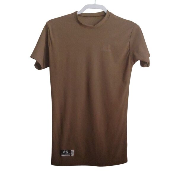 Under Armour Toffee Short Sleeve Compression Tactical Athletic Top XL - Picture 1 of 9
